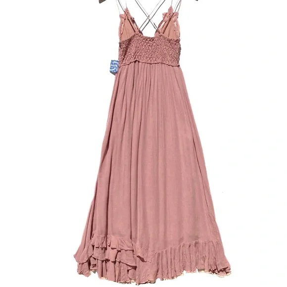 NWT FREE PEOPLE ONE Women’s Adella Maxi Dress Rose size small SOLD OUT size s - Picture 7 of 8